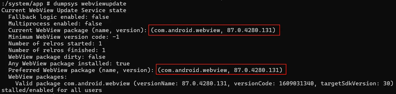 webviewversion